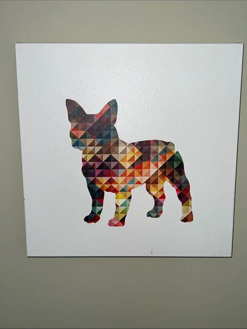 Geometric French Bulldog Canvas Art - Multicolor